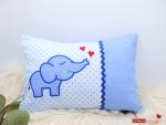 Kissen 20x30 cm mit Wunschmotiv und Wunschname bestickt (Beispiel: Elefant)